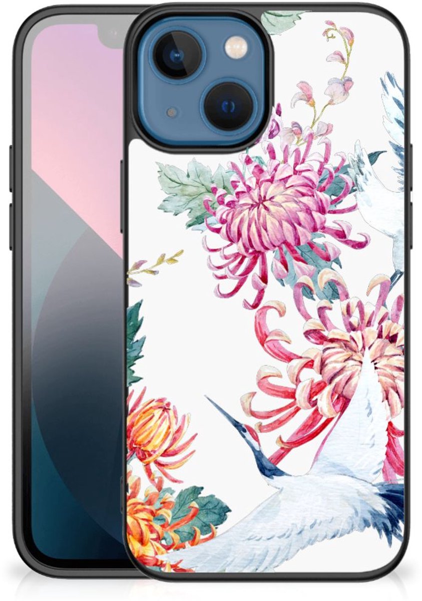 Apple iPhone 13 mini Dierenprint Telefoonhoesje Bird Flowers