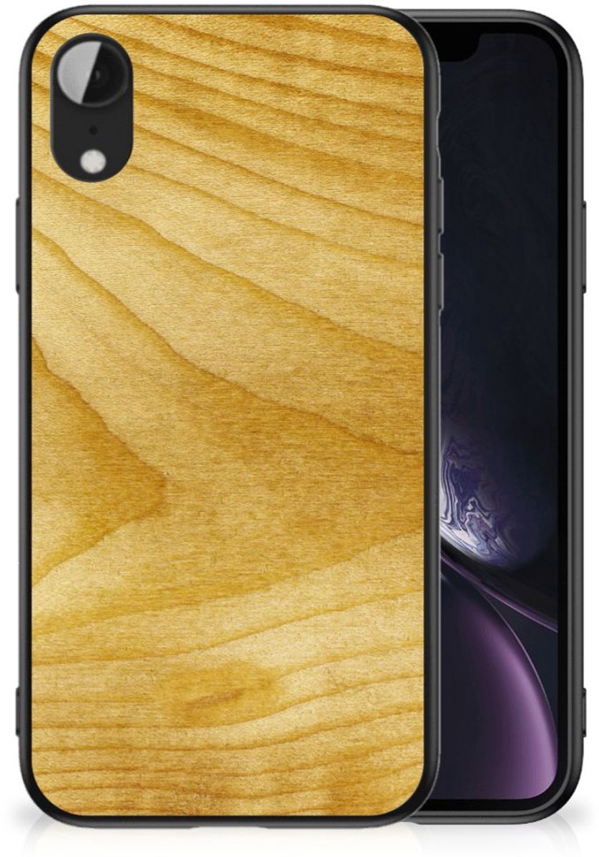 Apple iPhone XR Houten Print Telefoonhoesje Licht Hout