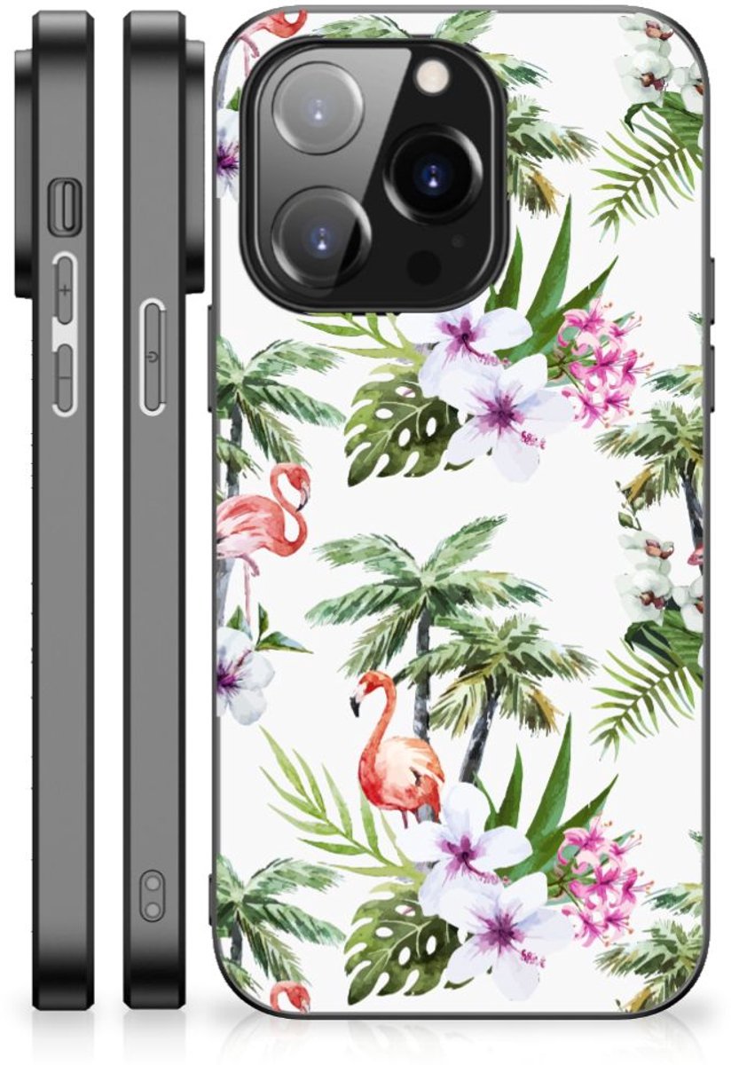 iPhone 14 Pro Dierenprint Telefoonhoesje Flamingo Palms