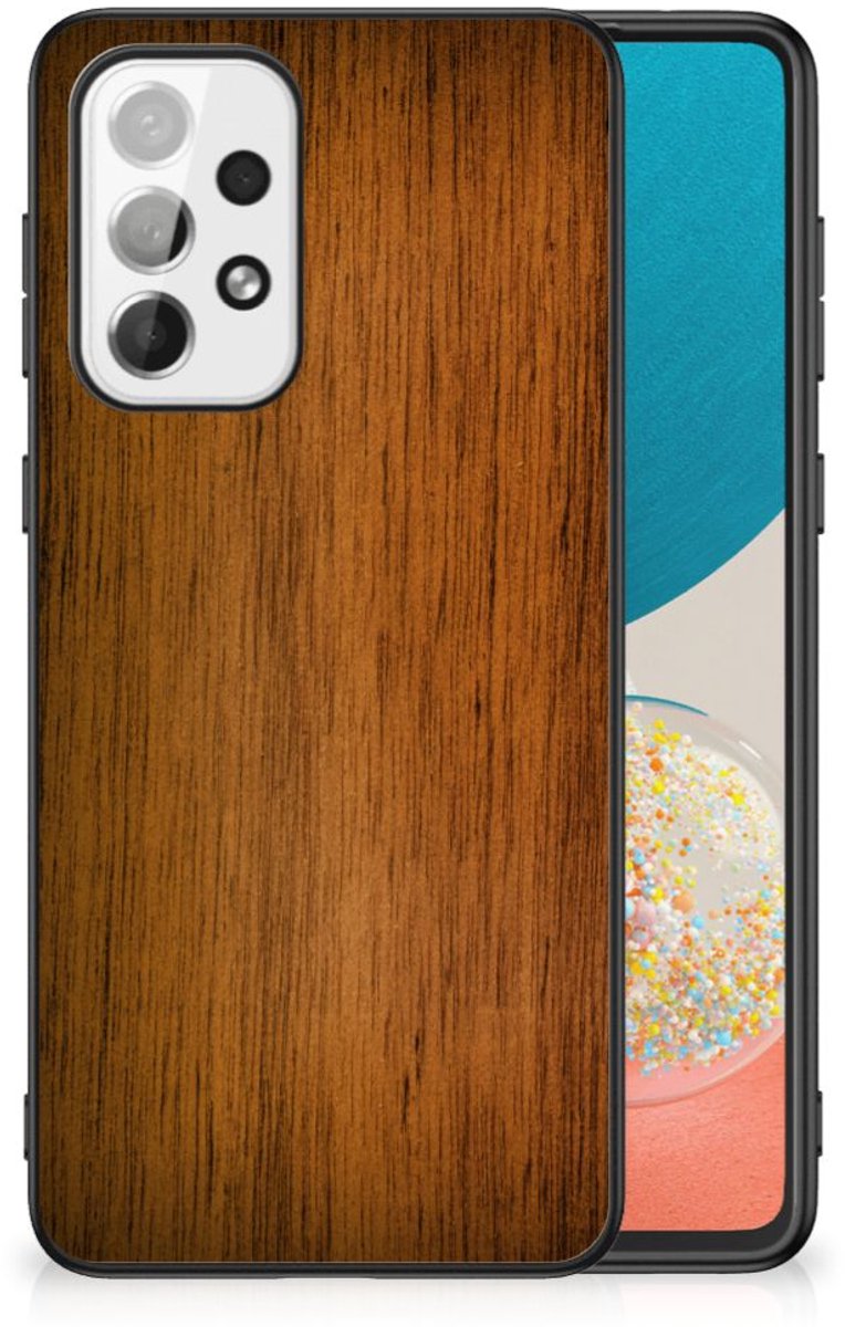 Samsung Galaxy A73 Houten Print Telefoonhoesje Donker Hout