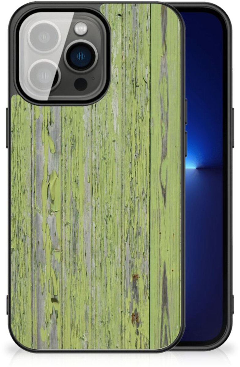 iPhone 13 Pro Houten Print Telefoonhoesje Green Wood
