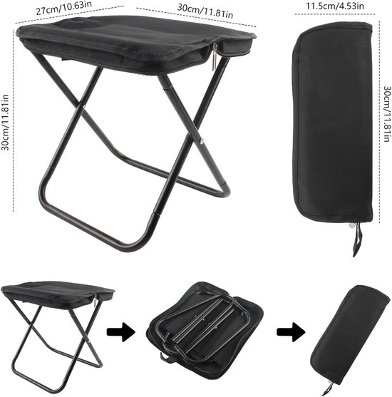 vouwstoel - campingstoel opvouwbaar - Draagbare opvouwbare stoel - Opvouwbare kampeerkruk - camping stoel - Geschikt voor reizen, wandelen, hiken, vissen, picknicken en barbecueën - Zwart van Merkloos — afbeelding 3