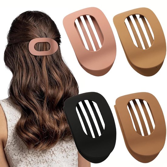 Haarspeld - 4 stuks - Haar accessoire - Matte - Haarclip - Gebogen platte clips - Comfortabele - Platte klauwclip voor vrouwen