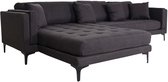 Canapé MCW-M27, canapé d'angle en L, surface de couchage gauche/droite, bois massif 293cm ~ tissu/textile gris foncé