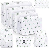 Packing Cubes Set - 8 Delige Koffer Organizer voor Reis en Vakantie - Witte Cactus Design - Waterdicht en Kreukvrij - Machinewasbaar