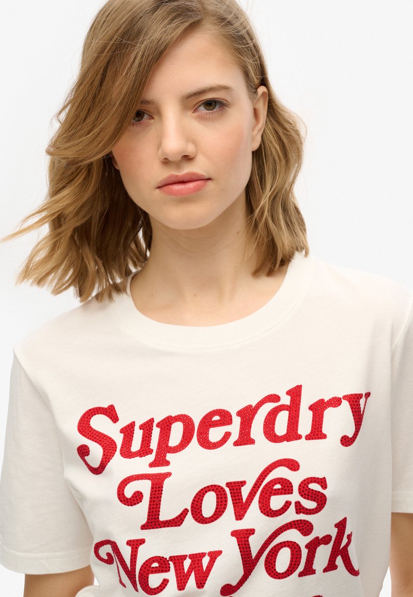Superdry City Love Relaxed T-shirt Dames T-shirts Creme