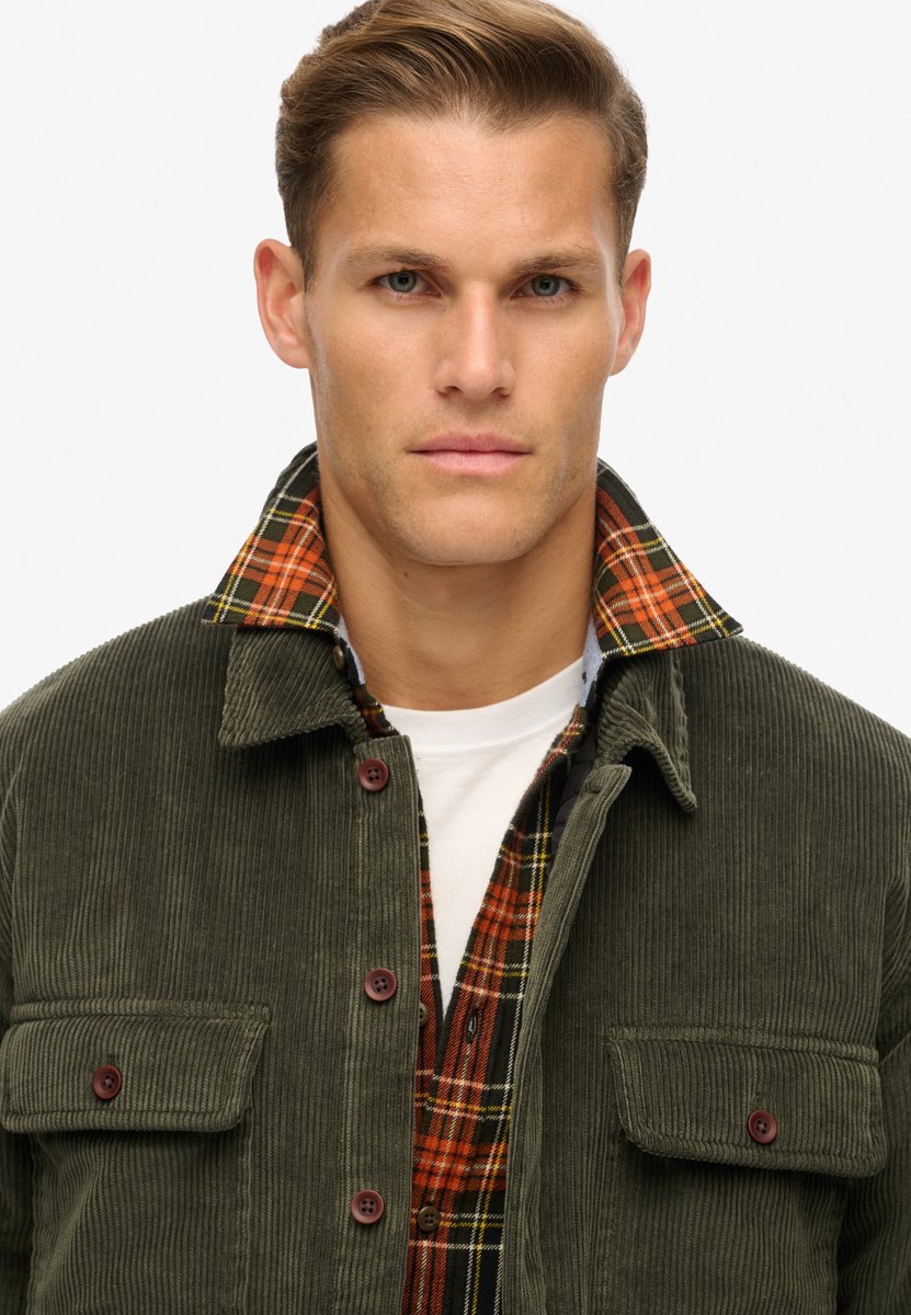 Superdry SURPLUS CORD QUILT OVERSHIRT Heren Trui Groen