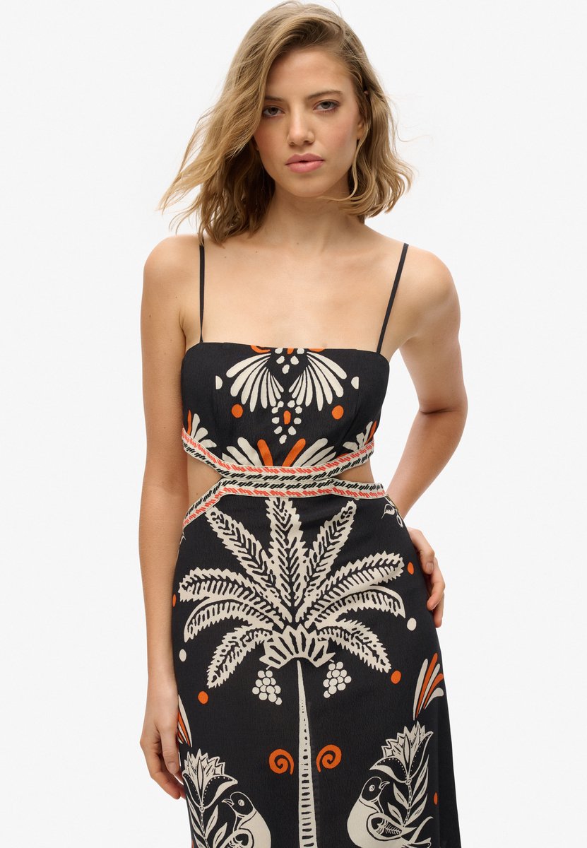 Superdry Statement maxi-jurk met uitgesneden accenten Dames Jurken Zwart