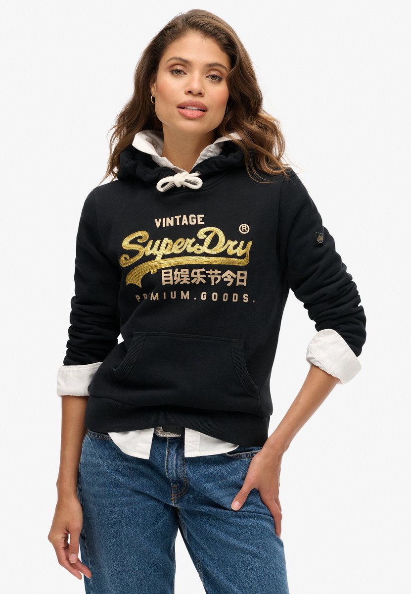 Superdry Vintage Logo Hoodie Dames 36 Zwart