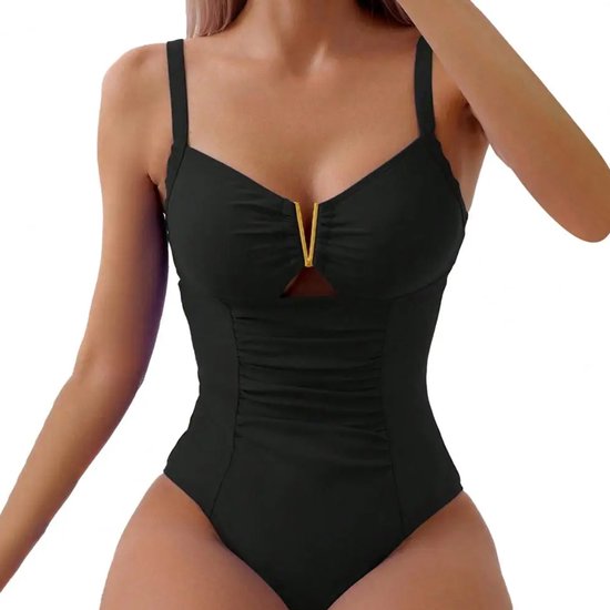 Maillot de bain élégant - Ouverture en V- Maillots de bain femme - Dos nu - Zwart - Bikini