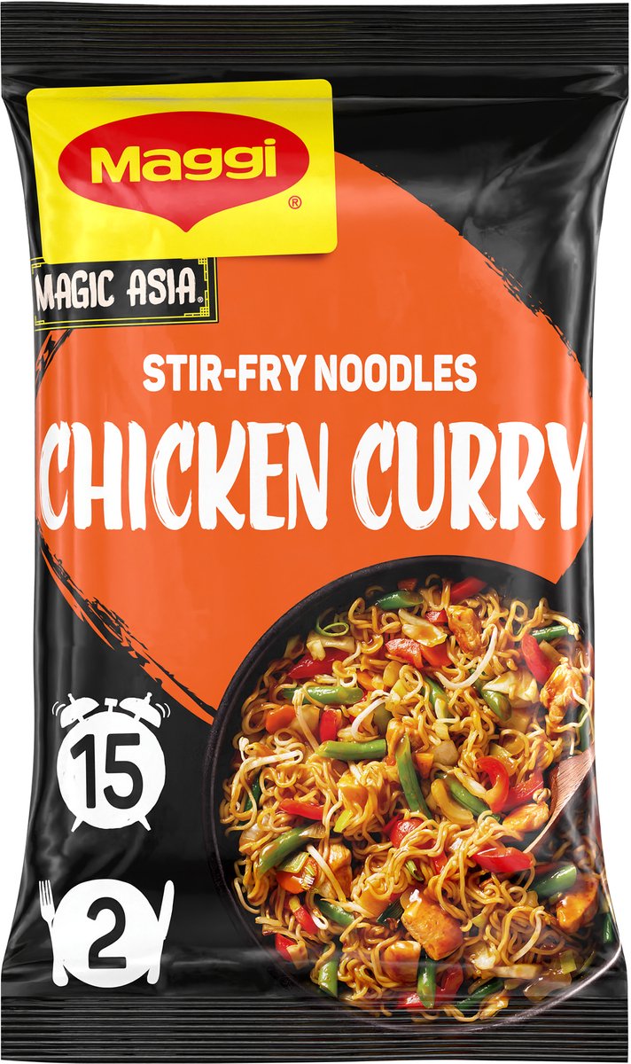 Maggi Stir-fry Noodles Chicken Curry - 10 stuks x 185g - Voordeelverpakking