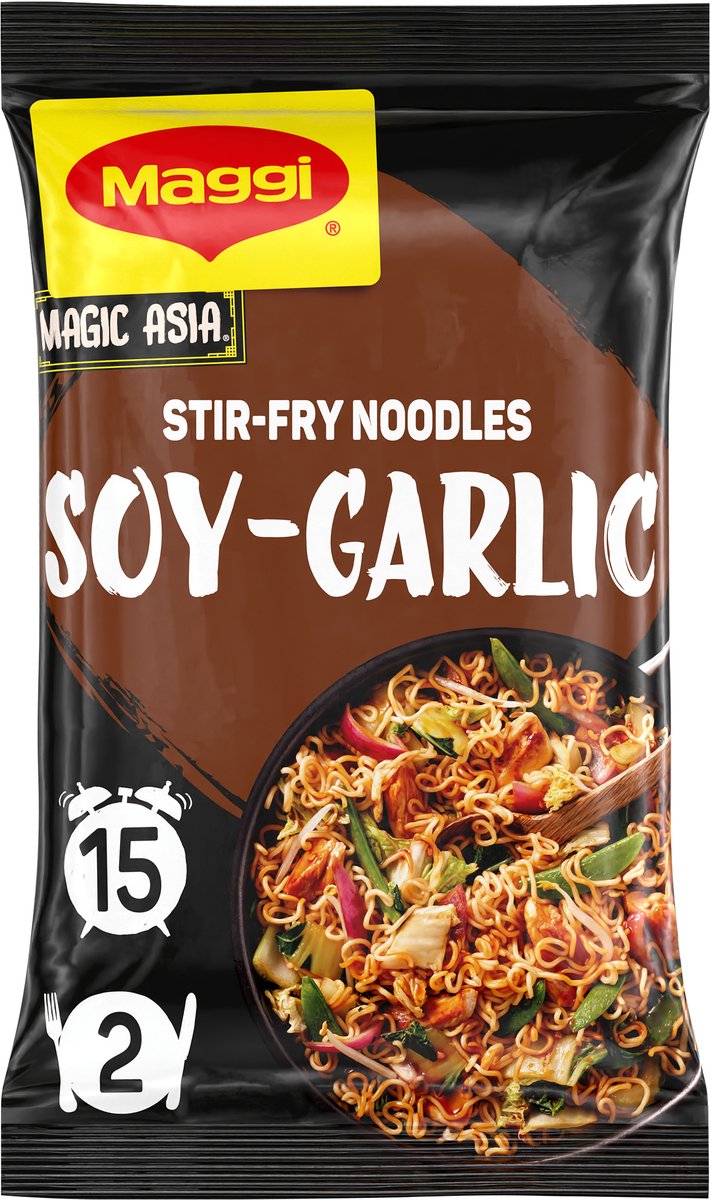 Maggi Stir-fry Noodles Soy Garlic - 10 stuks x 185g - Voordeelverpakking