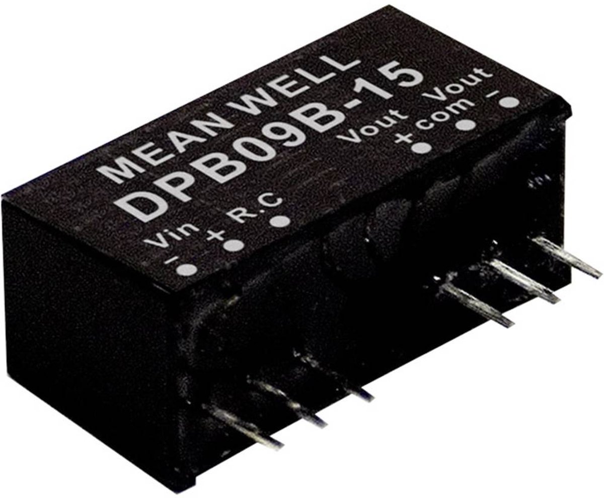 MW Mean Well DPB09B-15 DC/DC-convertermodule 300 mA 9 W Aantal uitgangen: 2 x Inhoud 1 stuk(s)