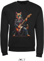 Sweat-shirt 2-169 Chat jouant de la guitare Zwart