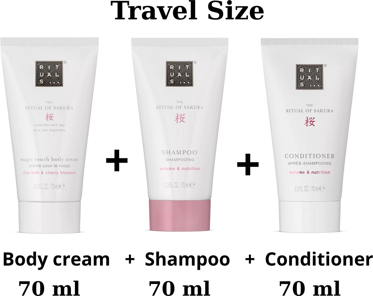 Rituals of Sakura - Trial Travel Set - Body Cream 70 ml + Conditioner 70 ml + Shampoo 70 ml