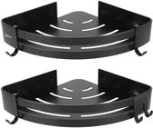 BOTC Support de douche Support de douche à 2 couches avec 4 Crochet - Support de douche suspendu - Support de salle de bain - Zwart