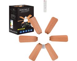 Nivard Plafondventilator - Met Verlichting - Plafond Ventilator - Met Lamp - Plafonniere Met Ventilator - Met Licht - Zwart/Hout - 51cm