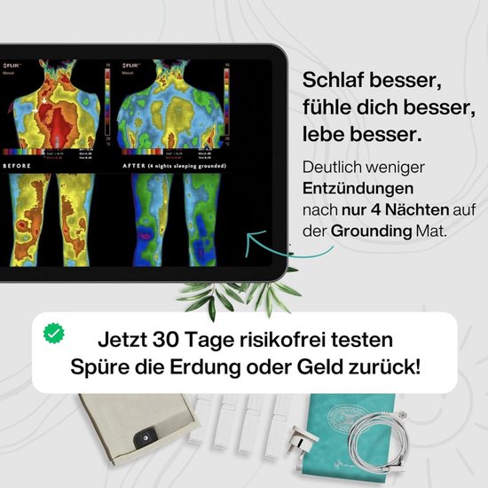 Aardingsmat, natuurlijke wellness en gezonde aarde energiemat, aardingslaken met 10% zilvervezels en 90% slaaptherapie biologisch katoen (153 x 203 cm
