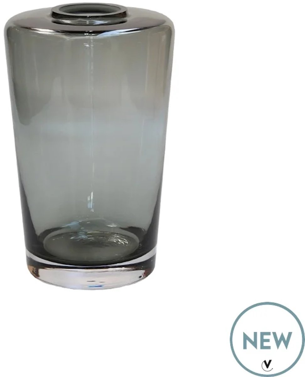 Vase The World Vaas Neris | Grey | mond geblazen glas | Ø11,5 x H18 cm grijs