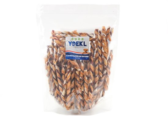 YOEKL Kauwstaafjes met Kip en Rund - 100 stuks - Hondensnacks - Hondensnoepjes - Kauwsnacks - Kauwstaaf - Kauwstick