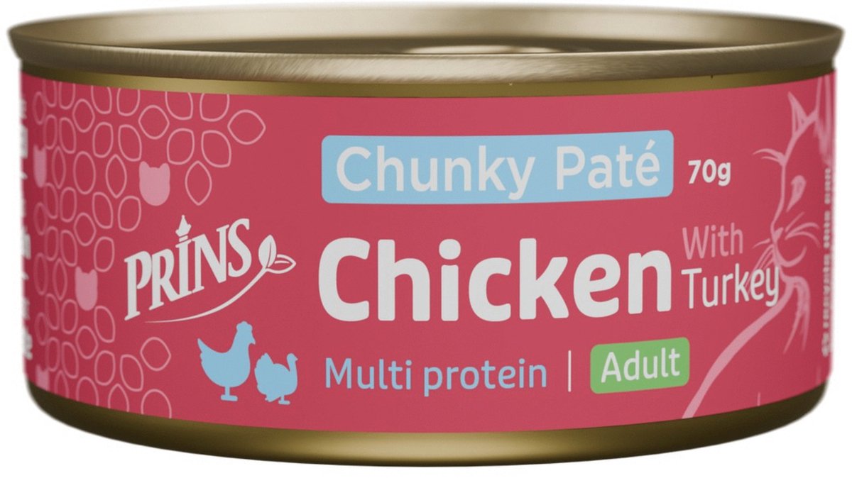 Prins Chunky Paté - Kattenvoer - Kip Kalkoen 70 g