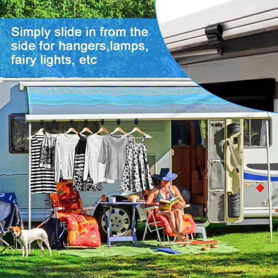 Luifelhaken - Set van 20 RV Luifel Haken - Hemming Rail Haken - Luifelhangers - Accessoires caravan - Camping Luifel Haken - voor Caravan Kerstfeest Kampeertent Binnen Buitendecoratie - Zwart van Merkloos — afbeelding 3