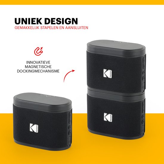 Kodak SoundBrix Bluetooth Speaker – Draadloze Muziek Box –5W RMS - 2pcs – Zwart — afbeelding 3