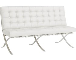 Barcelona Chair - Wit - Leer - Fauteuil - Stoel - Loungestoel - Twee personen