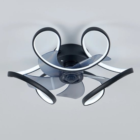 Foto: Livetastic plafondventilator plafondlampen plafond met ventilator diameter 50 cm zwart designstuk kleur traploop instelbaar met afstandsbediening app woonkamer slaapkamer studeerkamer