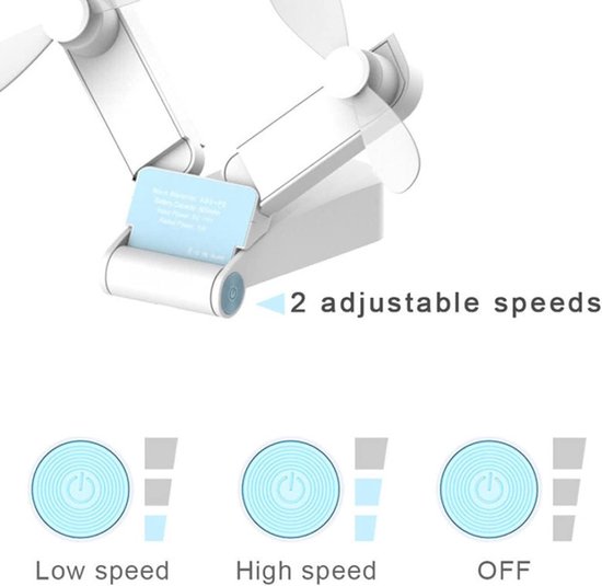 Handventilator - Draagbare Ventilator - Mini Fan Oplaadbaar - Krachtige Cycloon-luchtstroom - Outdoor gebruik - Kleine Portable Ventilator met USB - Draadloze Tafelventilator