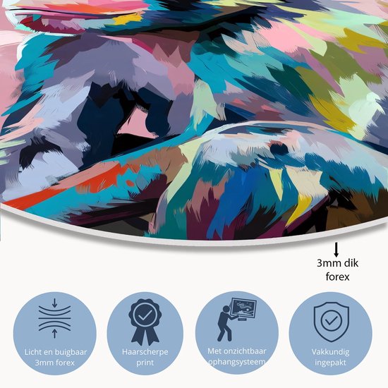 Kleurrijke apen portret - Aap rond schilderij - Wandbord dieren - Pop Art - Forex decoratie rond - Wandkunst - muurcirkel forex 100x100 cm