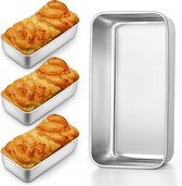 Broodbakvorm 4-delige set roestvrij staal | Rechthoekige bakvorm voor sappig brood en cake | 235 x 126 x 6 cm | Vaatwasmachinebestendig | Gezond en duurzaam | Allecto Plus