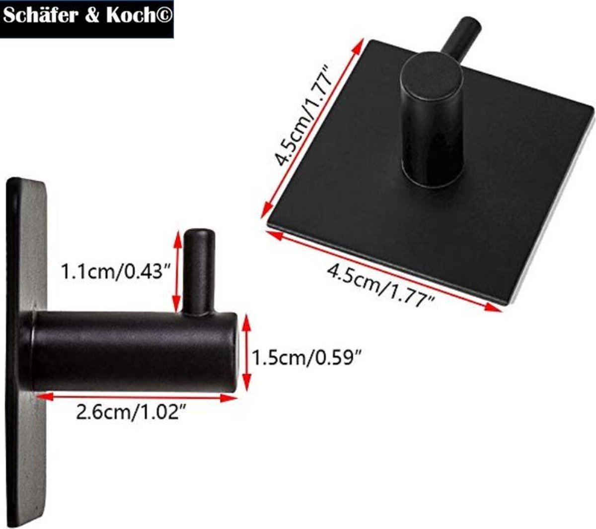 Schäfer &amp; Koch© 'Esbjerg Nero' 2x zwarte badkamer haakjes