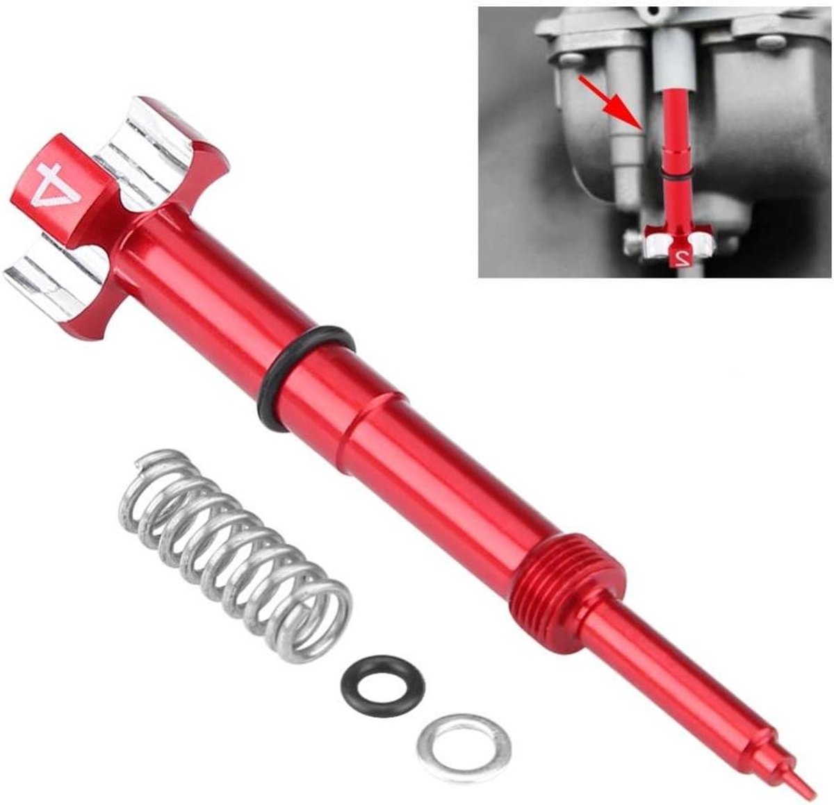 Allecto Plus - Air Fuel Mixture Schroef Set voor Keihin FCR FCR-MX Carburateur - Suzuki Mengschroef Kit (Rood) met zoeken naar benzine luchtbalans.