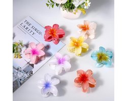 foto van Haarklem - Haarclip - Bloemhaarklauwclips - 8 Stuks Hawaiiaanse Bloem Haarclips - Grote Klauwclips Voor Dik Haar - Sterke Grip Zonder Slip Bloem Haarclips - Haaraccessoires Voor Vrouwen Meisjes Vakantiegeschenken