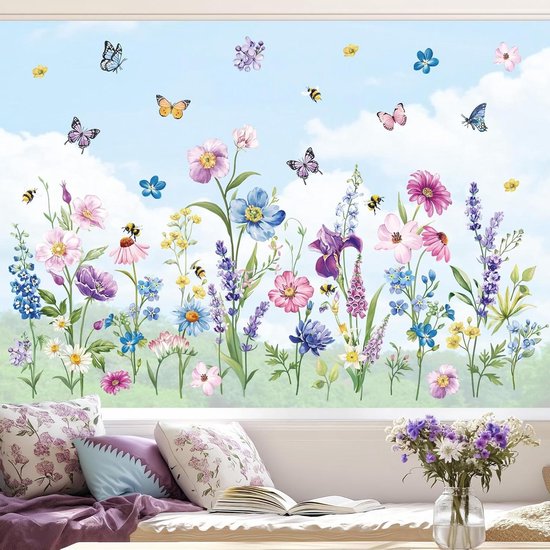 Supzone Herbruikbare raamstickers, lente, zomer, decoratie, wilde