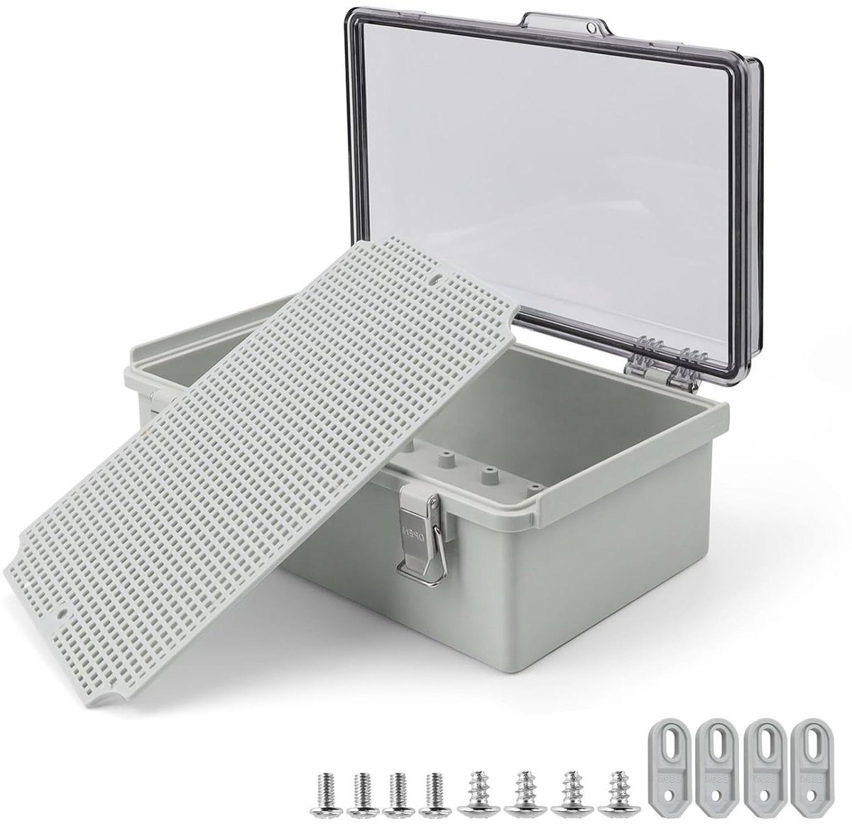 Allecto Plus - Waterdichte verdeeldoos met roestvrijstalen gesp, anti-botsing, sterke isolatie - bescherming voor voedingsplaat - 260x160x100 mm - waterdichte doos - hoge afdichting