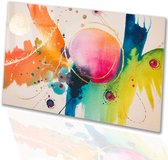 Kleurrijke abstracte kunst met goud - Kleurrijk schilderij op glas - Kunst cirkels - Abstract expressionisme - Acrylglas schilderij - Wanddecoratie industrieel - acrylglas 75x50 cm