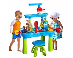 Meedeer Zandtafel-Zand en Water Speeltafel voor Kinderen-Watertafel-Waterspeeltafel-3-laags watertafel buiten speelgoed voor kinderen peuters jongens meisjes-Multifunctioneel buitenspeelgoed voor de zomer-Voor 3-5 jaar