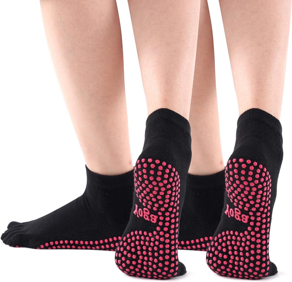 Allecto Plus - Yogasokken antislip vijf vingers voor dames - yoga pilates dans - 2 paar - maat 37-42