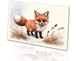 Schattige vos met pluizige vacht - Vos schilderijen glas - Schilderijen dieren - Digital Art - Kunst op acrylaat - Kantoor decoratie - acrylglas 90x60 cm