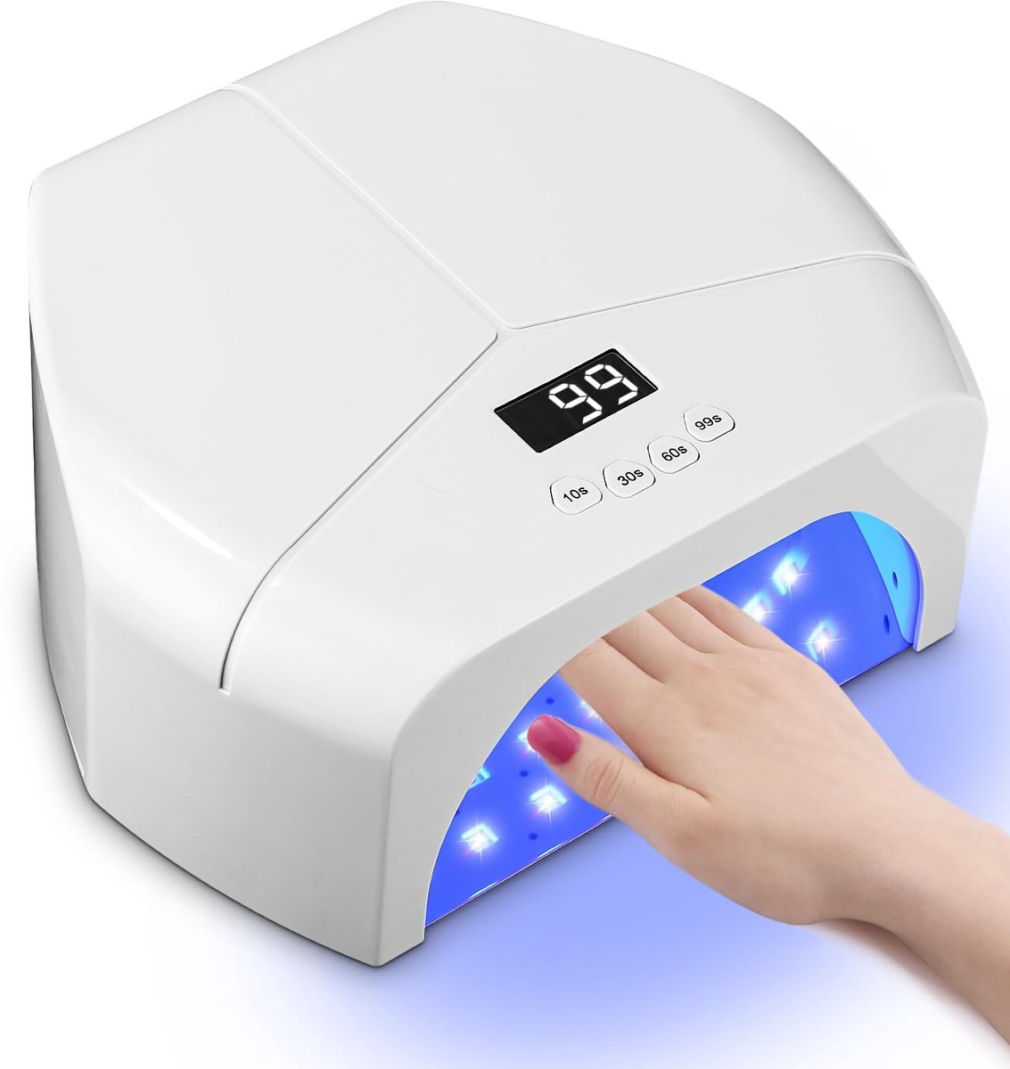 72-LED 298W UV/LED Nagellamp - Professionele Gelnageldroger - Dual Licht (365+405nm) - 4 Tijden (10s/30s/60s/99s) - Smart Sensor - Snel Drogen - Wit