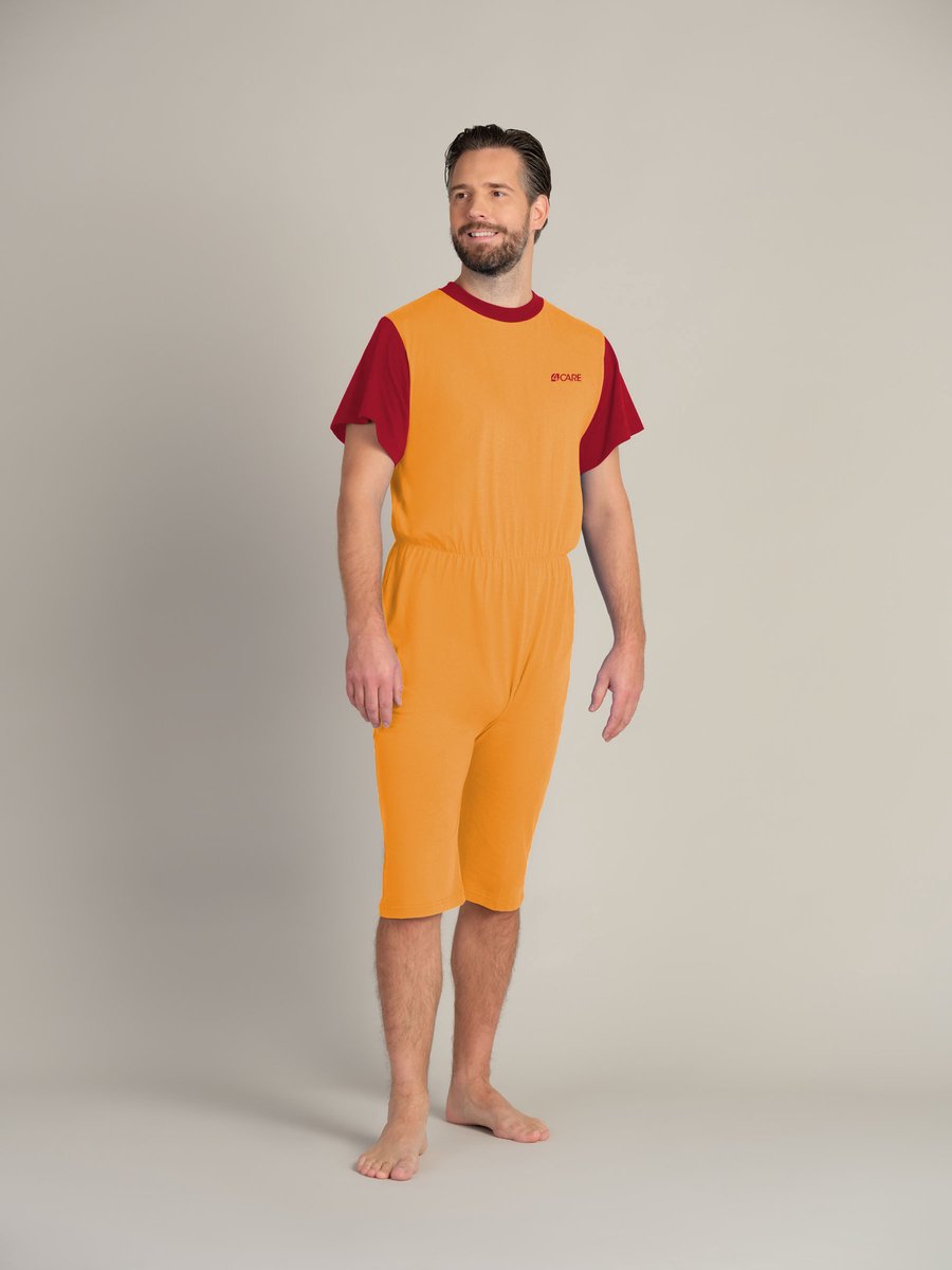 Goedkoopste Jersey hansop | Rugritssluiting | Korte mouw | Korte pijpen | Geel| XS