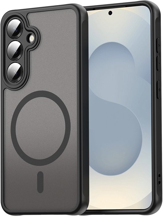 Coque Samsung Galaxy S24 - MobyDefend MagSafe Matte Transparente avec Bords Colorés - Zwart - Coque pour Téléphone Portable - Coque Compatible avec : Samsung Galaxy S24