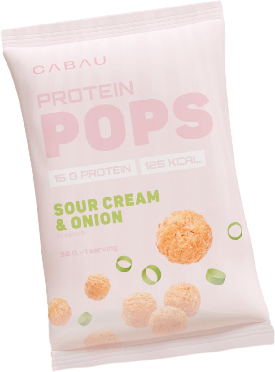 Goedkoopste Cabau Protein Pops - Sour Cream & Onion - Hartige snacks - Luchtig & Crunchy - 15 gram eiwit per portie - 5 zakjes - Laag in calorieën - Eiwitsnack - Eiwitrijk tussendoortje - Voor thuis, onderweg of op werk