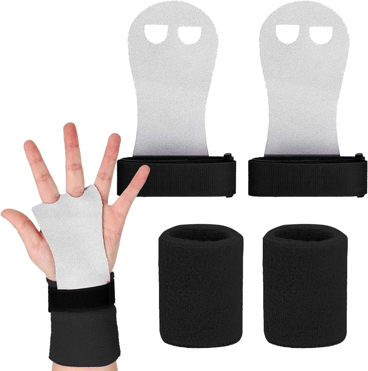 Inovra Plus - Pull-up Grips voor Kinderen S Grippads - Rekbandjes Turnen - Kindercross Trainingshandschoenen voor Bodybuilding - Zwart