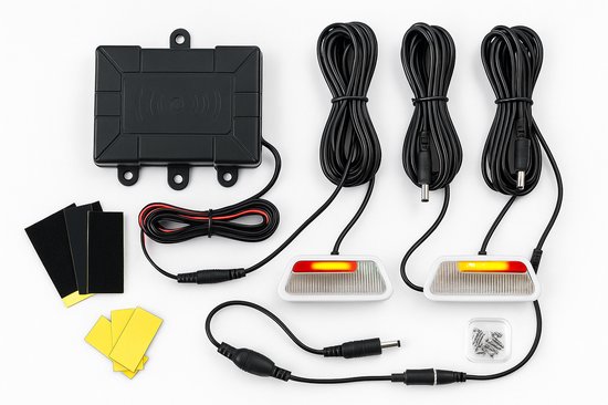 Draadloos Parkeersensor Systeem met LED & Geluid – Achteruitrijhulp met Sensoren, Controller & Waarschuwingslichten – Voor Auto, Busje of Camper