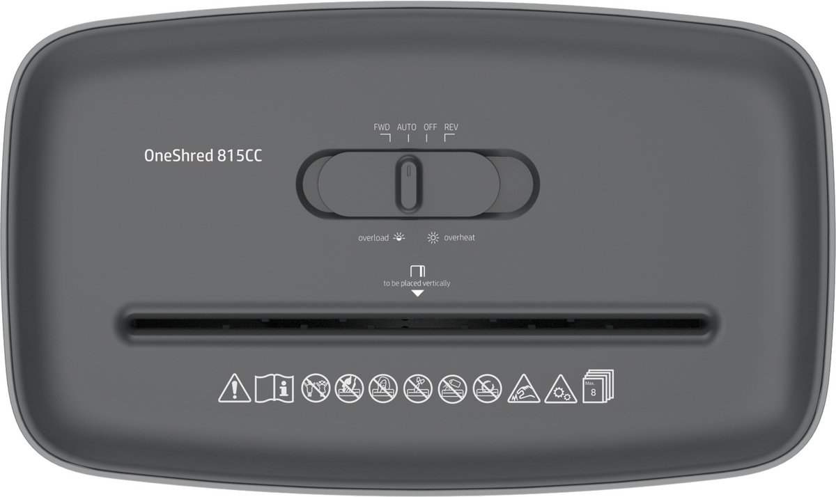 HP OneShred 815CC - Papierversnipperaar - 8 Vel, P-4 / DIN 66399 - Shredder - 15L - Kantoor/ Thuisgebruik - Antraciet thumbnail 6