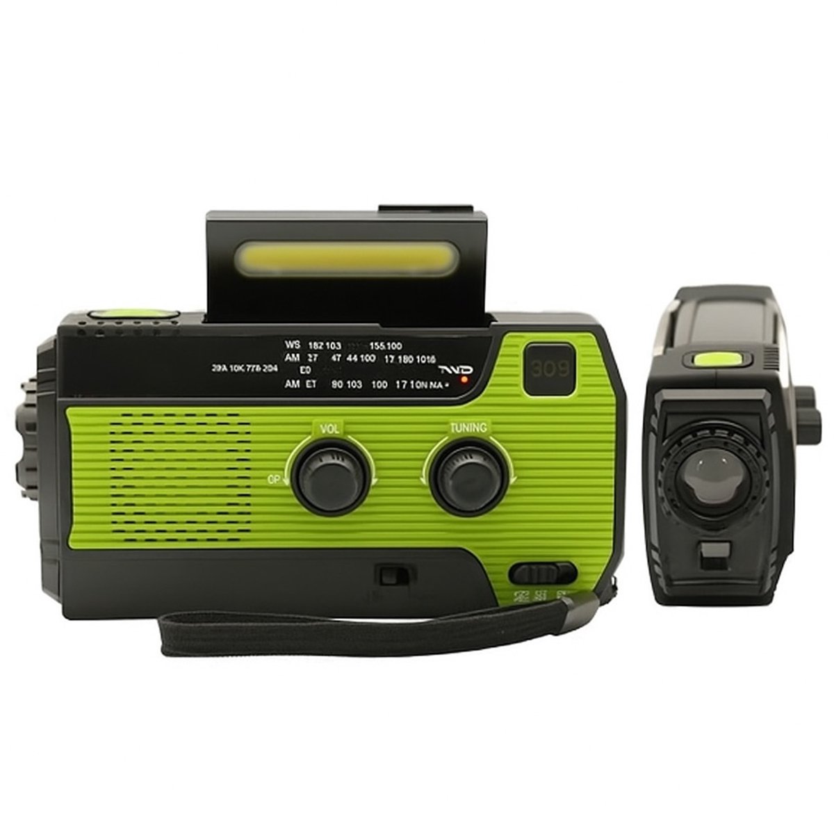 Noodio noodradio Solar Opwindbaar en Batterij - Inclusief Noodfluitje - Noodpakket - Draagbare Survival Radio - 4000 mAh - Powerbank Zonneenergie - Bouwradio - Zaklamp – Groen