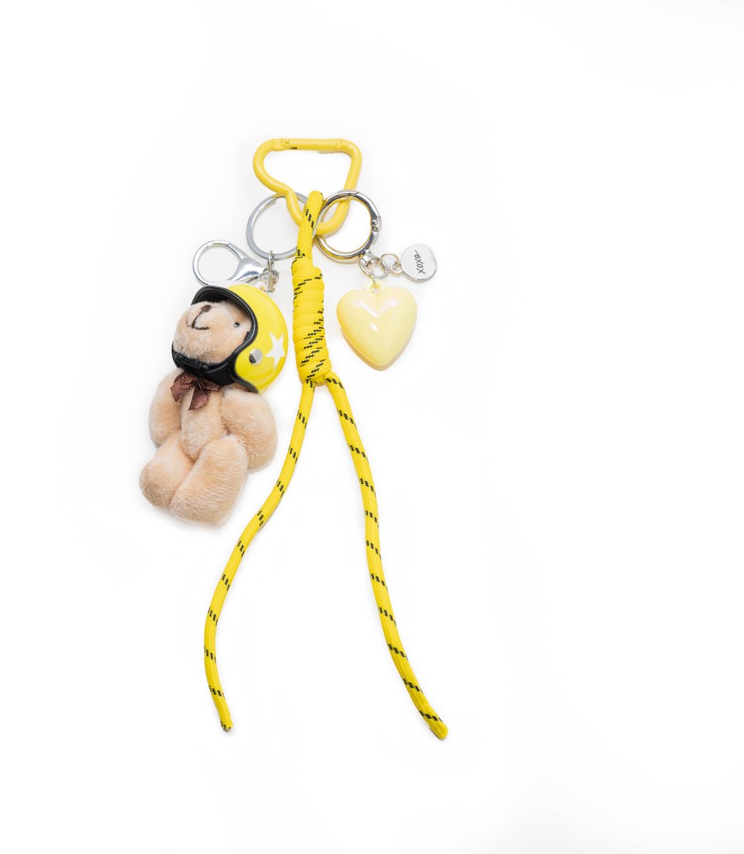 xoxo Wildhearts Bag Charm - Berry Pilot - Yellow - Hangertje voor handtas - Accessoire voor dames tas - Hanger met beertje - Teddybear - Sleutelhanger - Geel